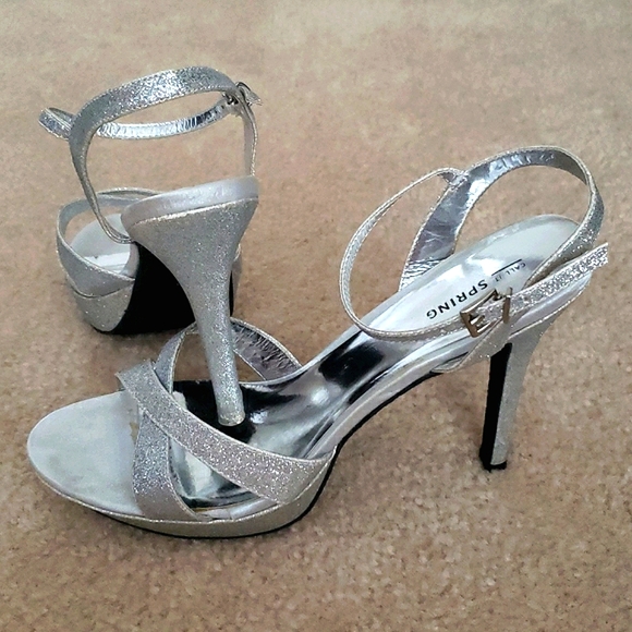 Call It Spring "Lupien" Silver Sparkle Heels - Picture 6 of 9